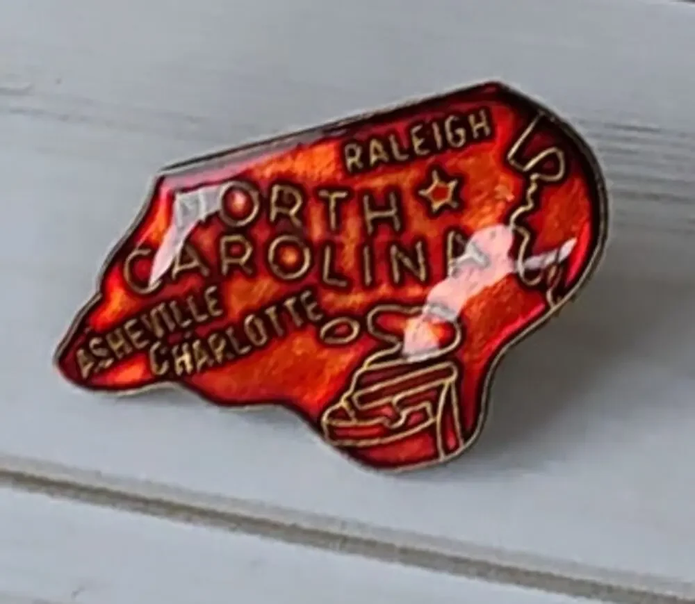 North Carolina State Shaped Pin Souvenir Travel Hat Lapel Collectible